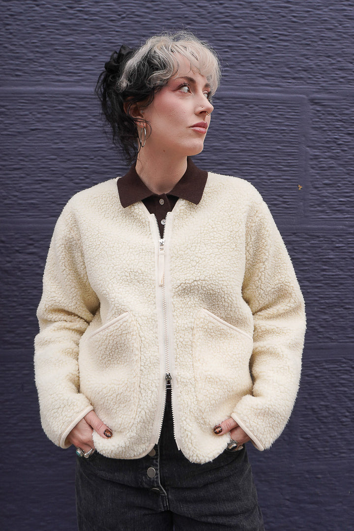 Zip Liner Jacket - Ecru Galaxy Fleece