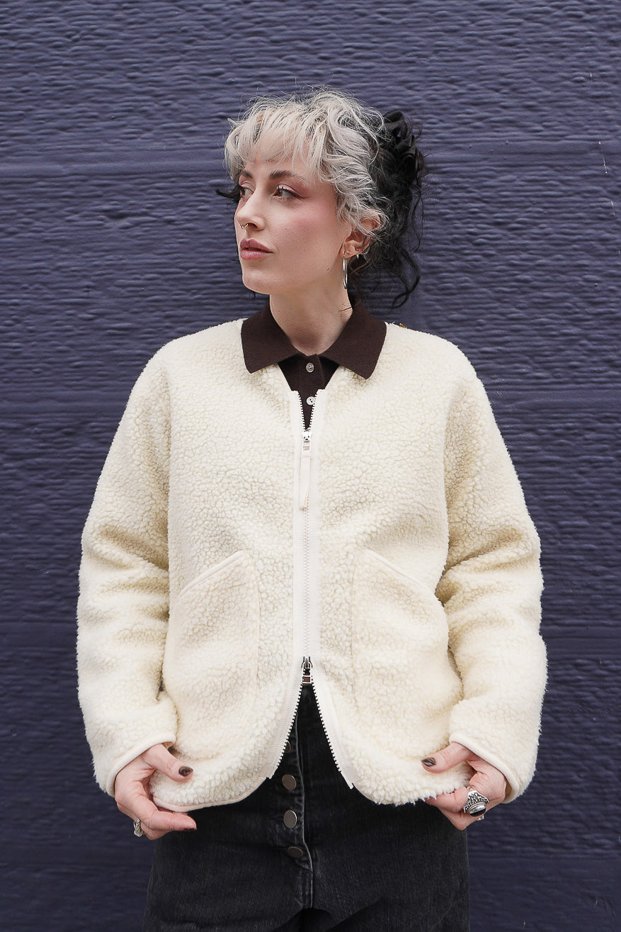 Zip Liner Jacket - Ecru Galaxy Fleece