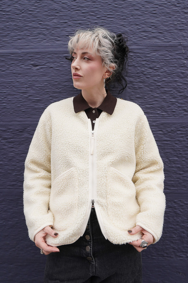Zip Liner Jacket - Ecru Galaxy Fleece