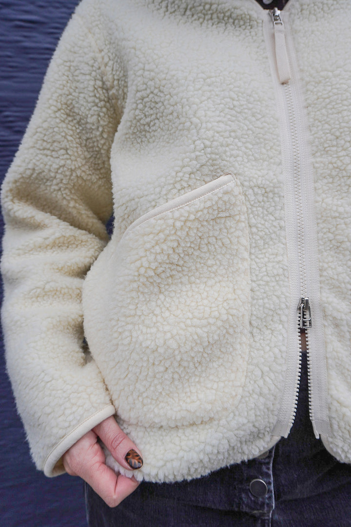 Zip Liner Jacket - Ecru Galaxy Fleece