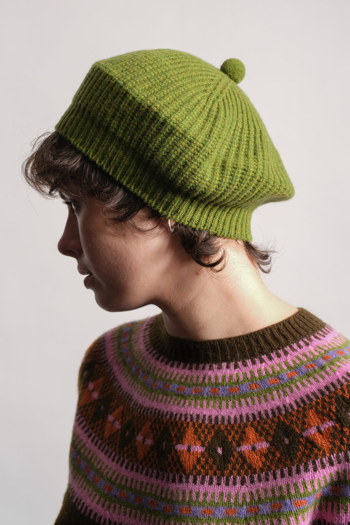 Stitch Beret - Moss Green