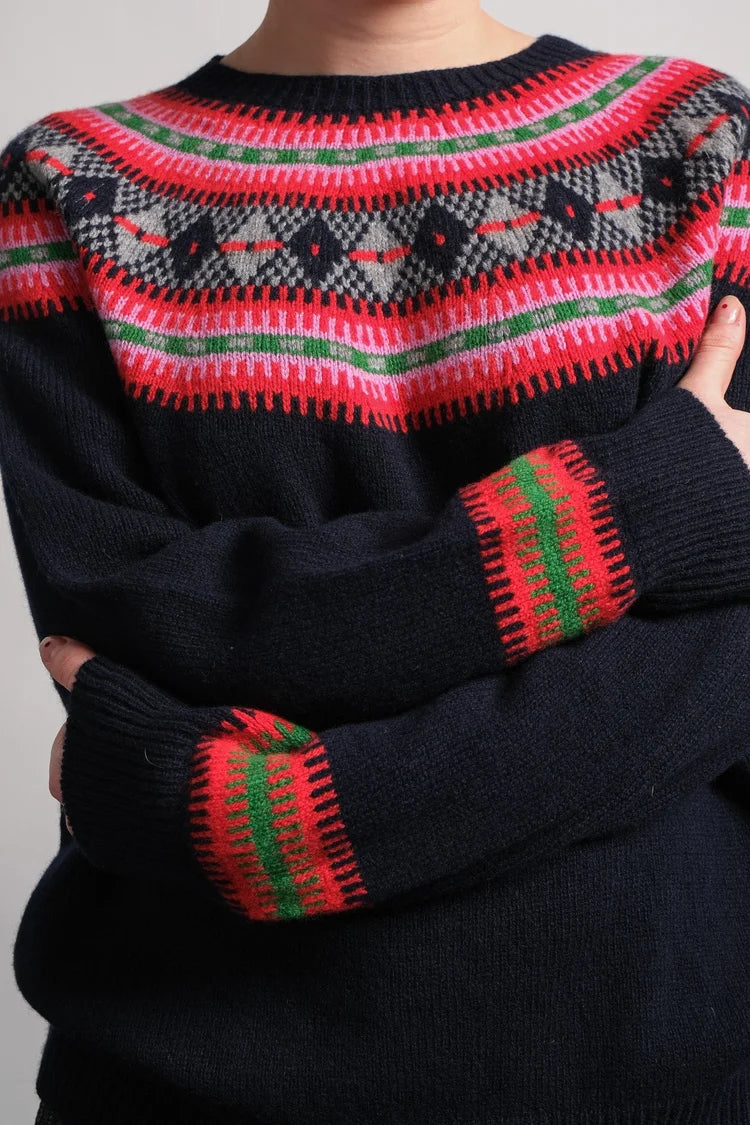 Fairisle Yoke Jumper in Deep Navy