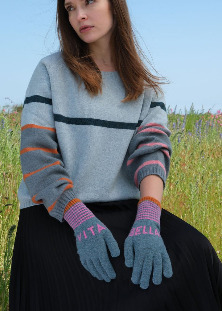 Vita Bella Gloves - Grey Green / Pink