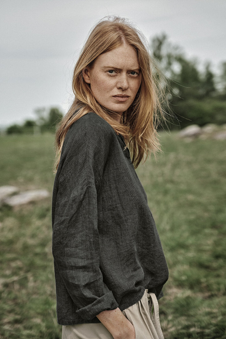 Shawl Collar Blouse - Green