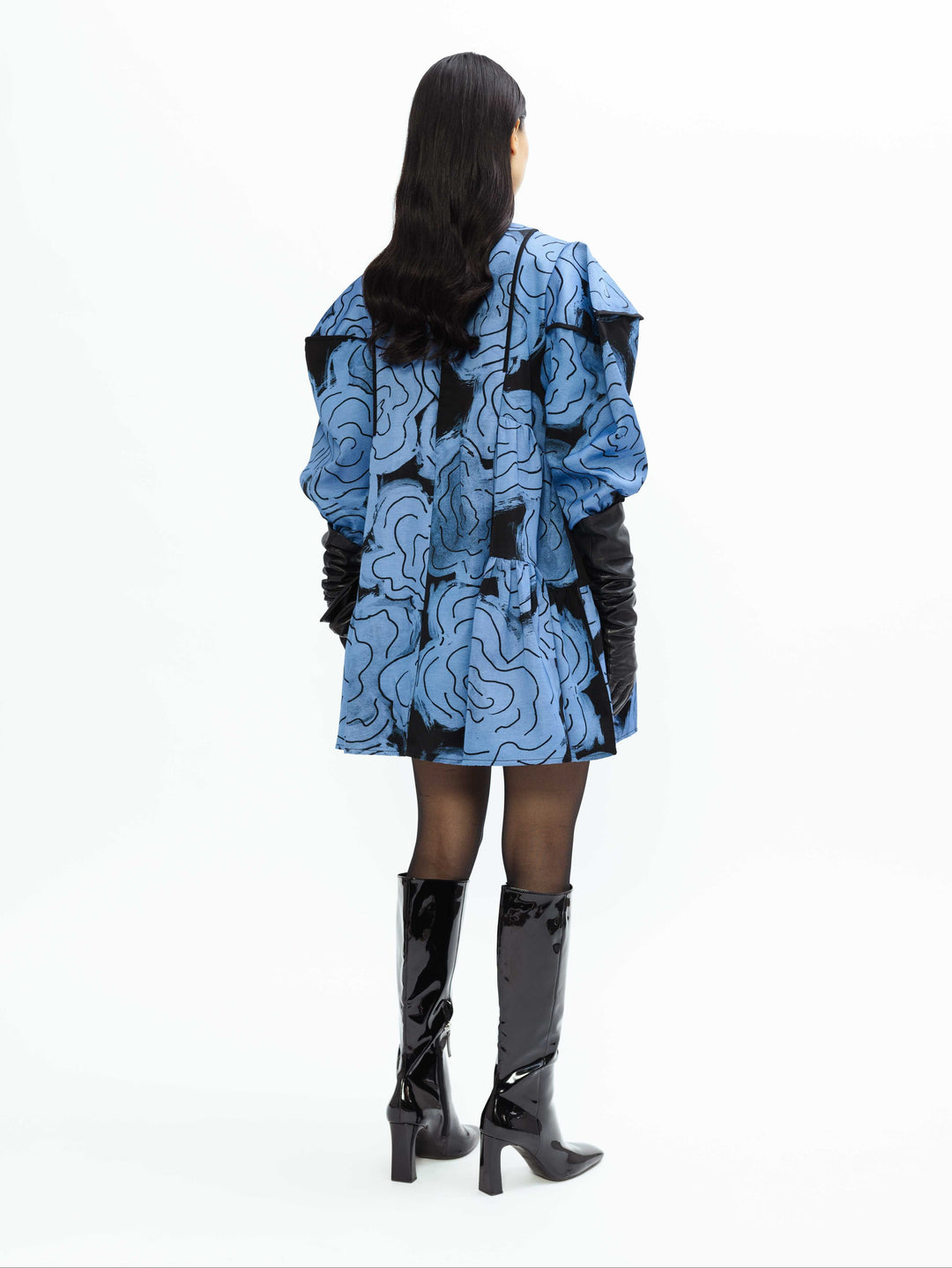 Eden Dress- Steel Blue Rose Print