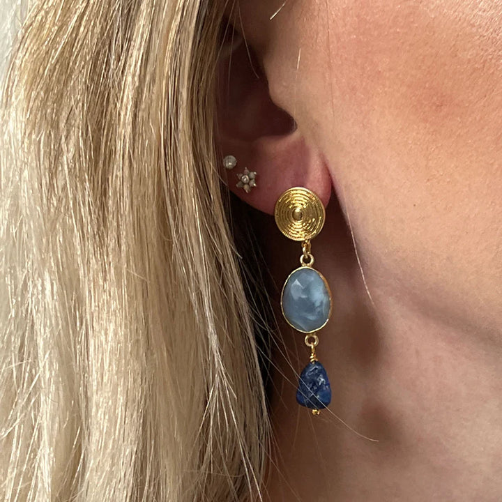 Etrusca Studs Blue Opal And Kyanite Earrings