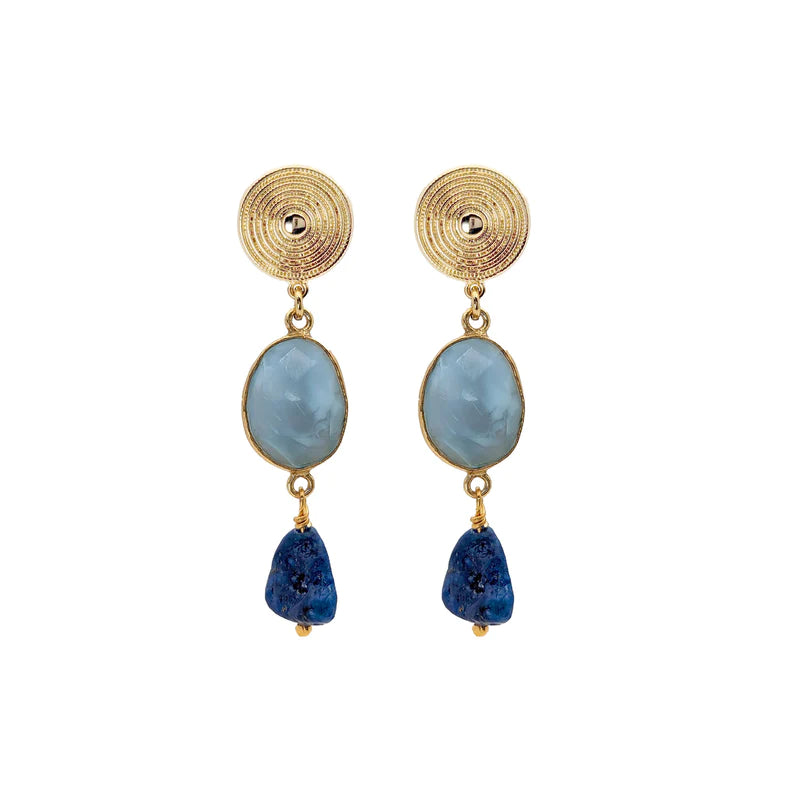 Etrusca Studs Blue Opal And Kyanite Earrings