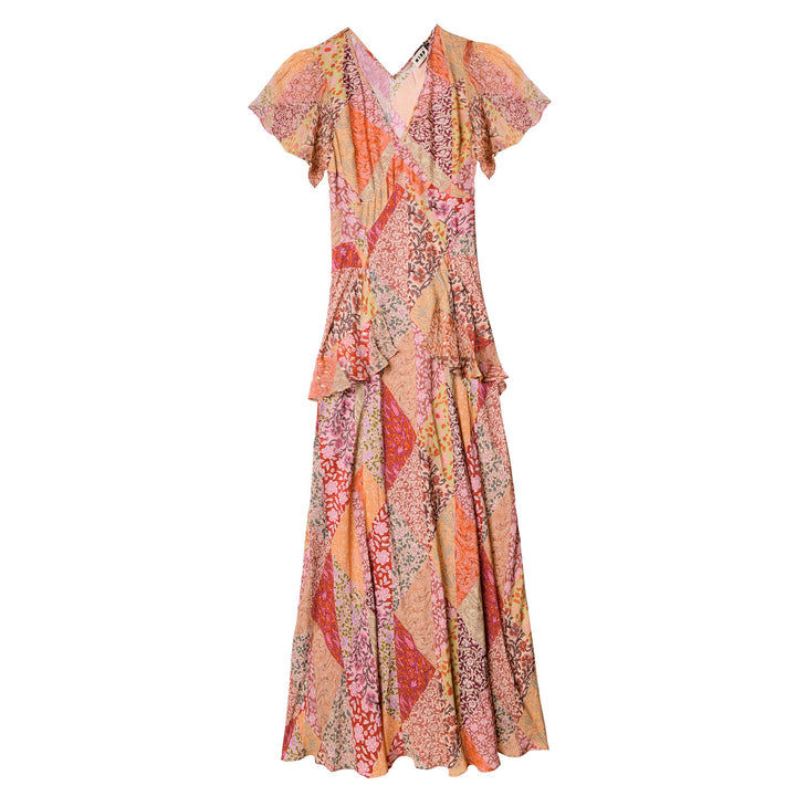 Evie Silk Midi Dress - Patchwork Blush