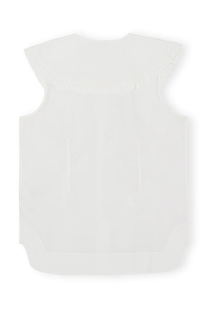 Sleeveless Frill Collar Shirt - Bright White