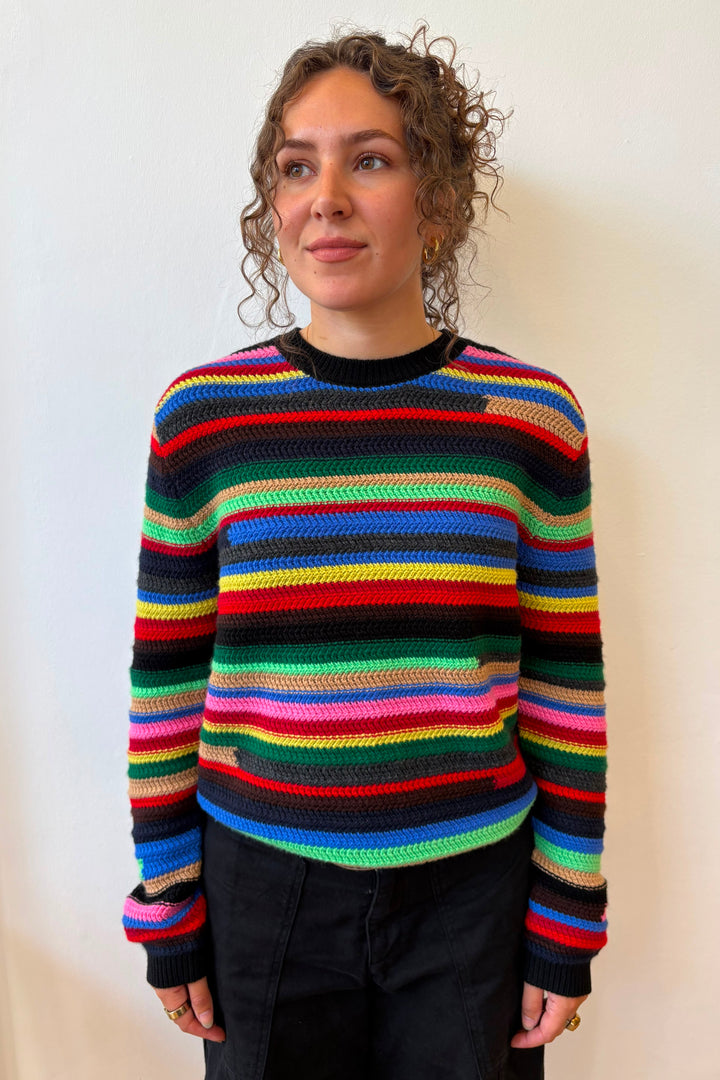 Rainbow Textured Crew Cashmere - Multi