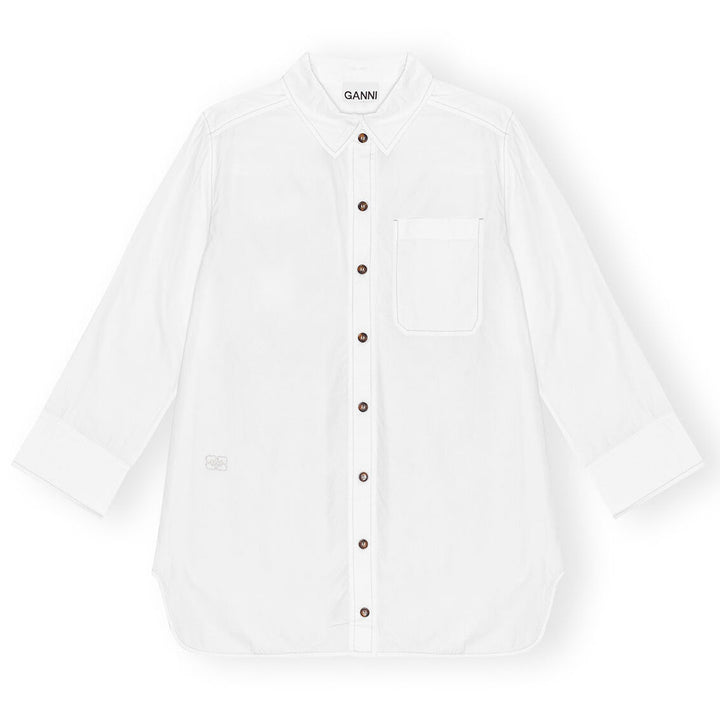 Cotton Poplin Oversized Shirt - Bright White