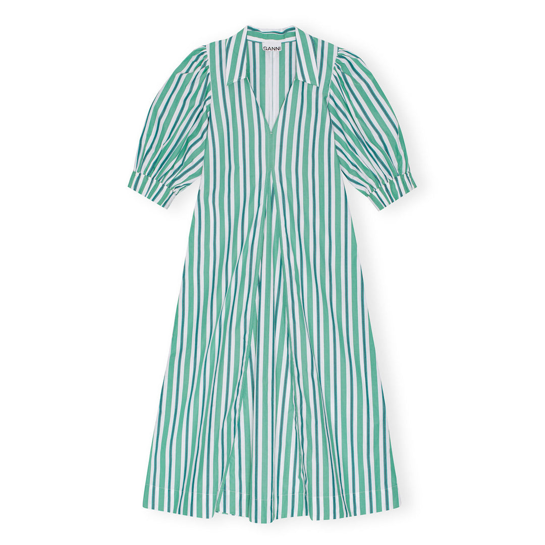 Striped Collar Long Dress - Creme de Menthe