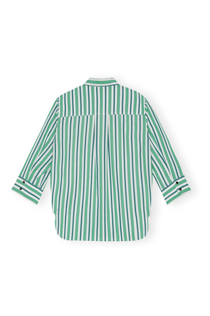 Striped Cotton Oversized Shirt - Creme de Menthe