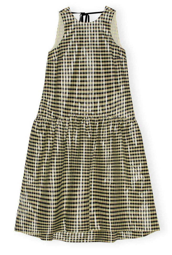 Shiny Check Jacquard Midi Dress