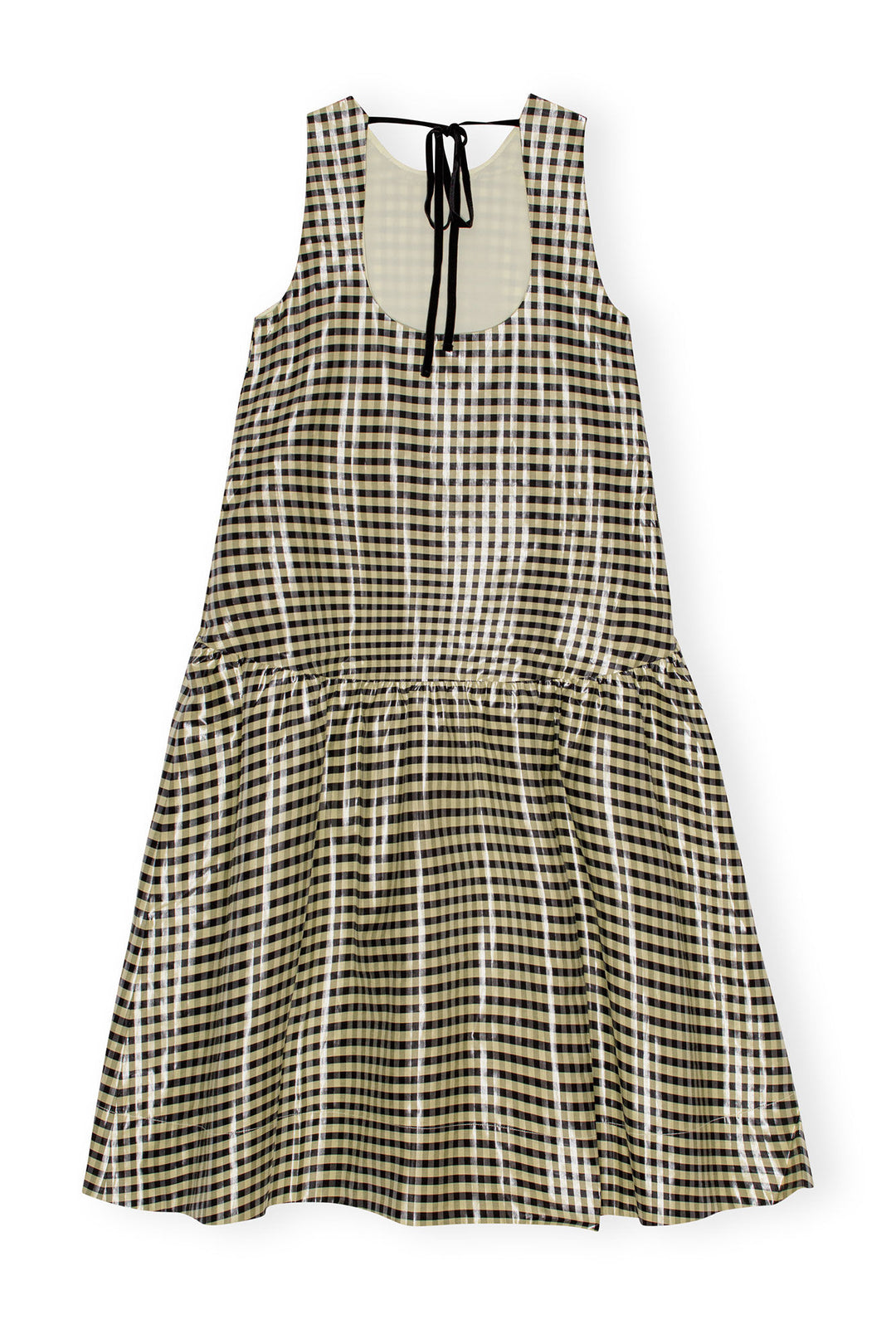 Shiny Check Jacquard Midi Dress