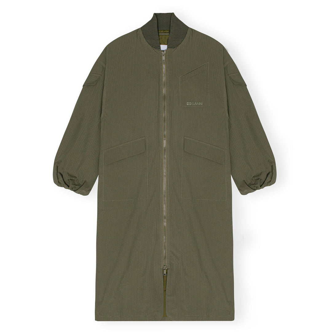 GREEN TECH SEERSUCKER OVERSIZED SHELL COAT