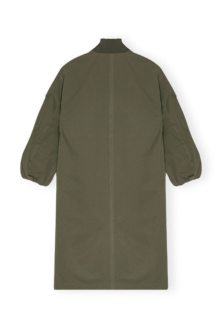 Green Tech Seersucker Oversized Shell Coat