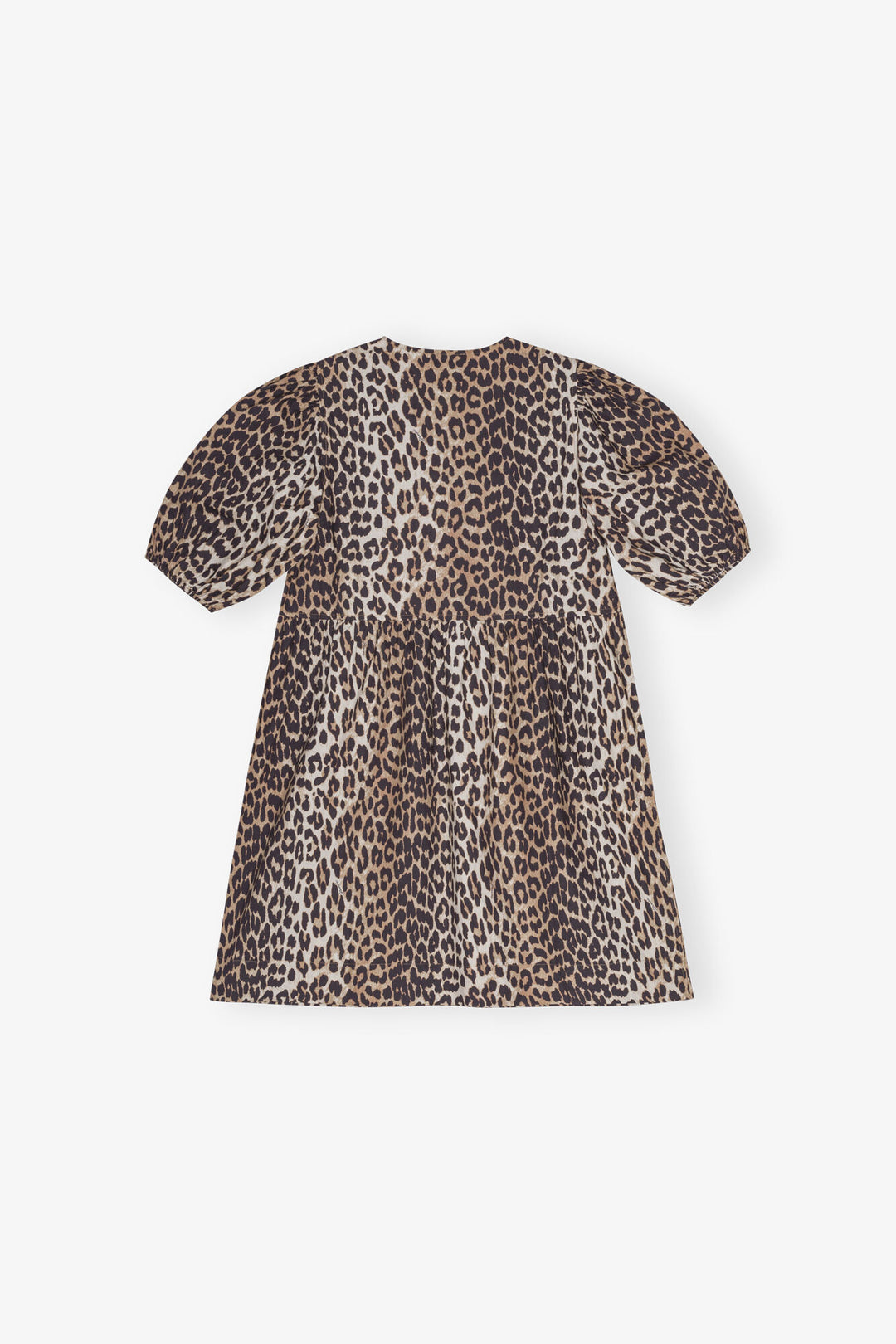 Printed Cotton Tie String Mini Dress - Leopard