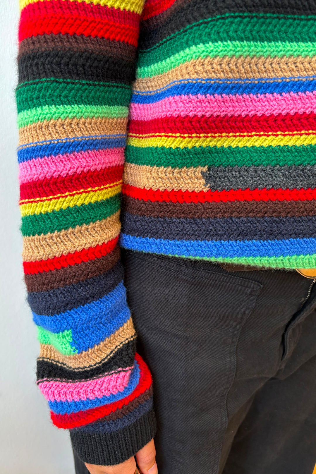 Rainbow Textured Crew Cashmere - Multi