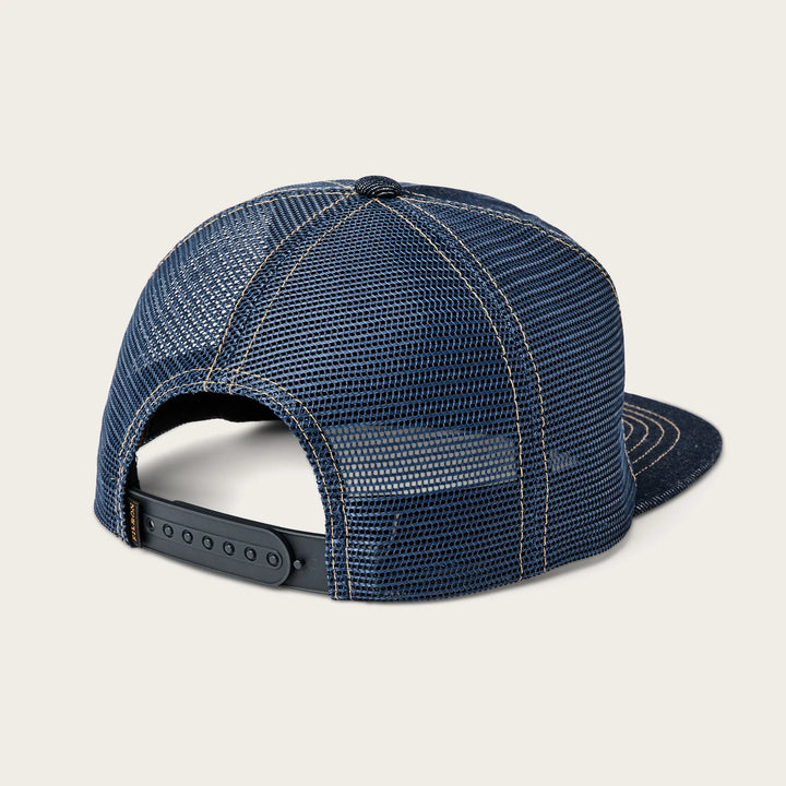 Scenic Leather-Patch Trucker Cap - Indigo
