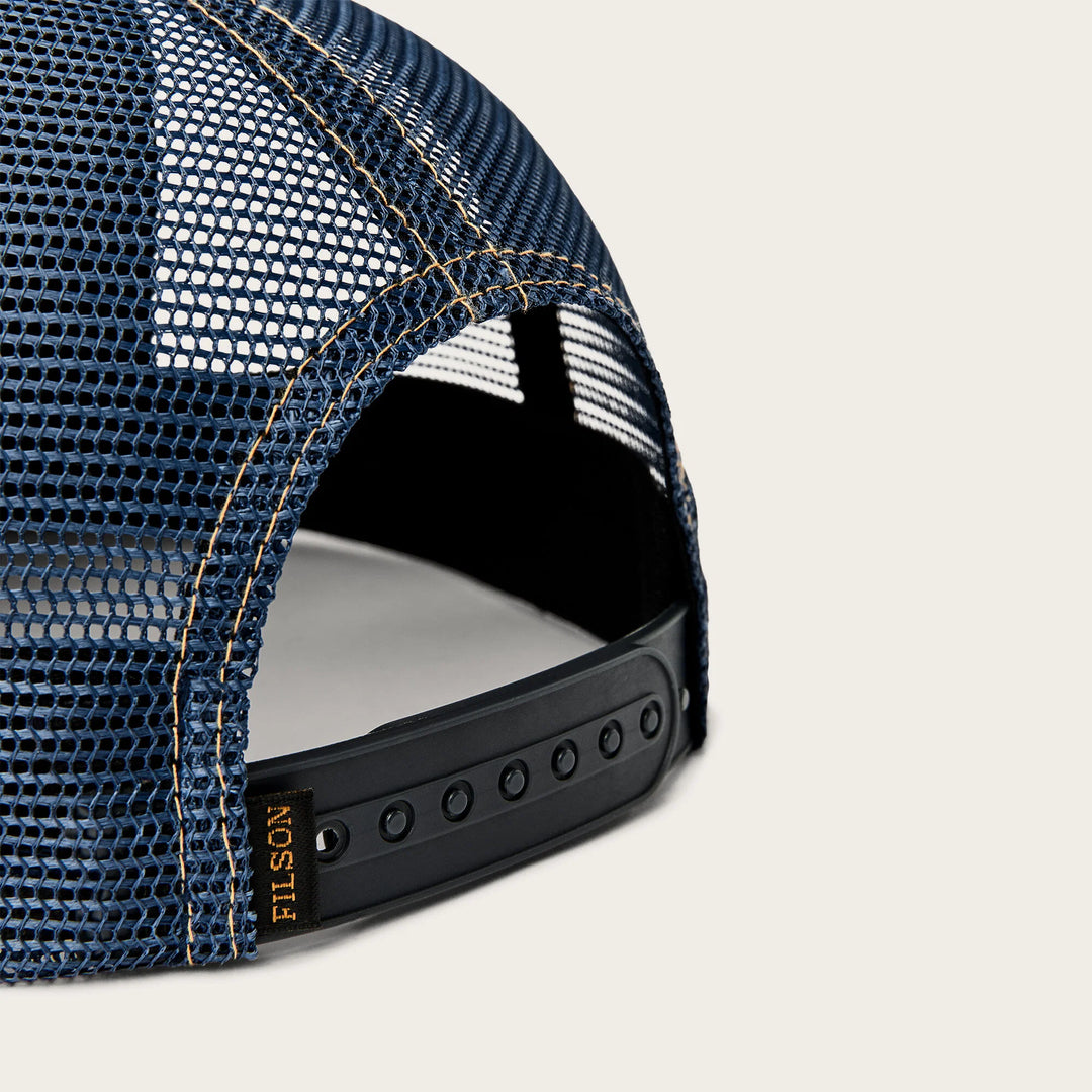 Scenic Leather-Patch Trucker Cap - Indigo
