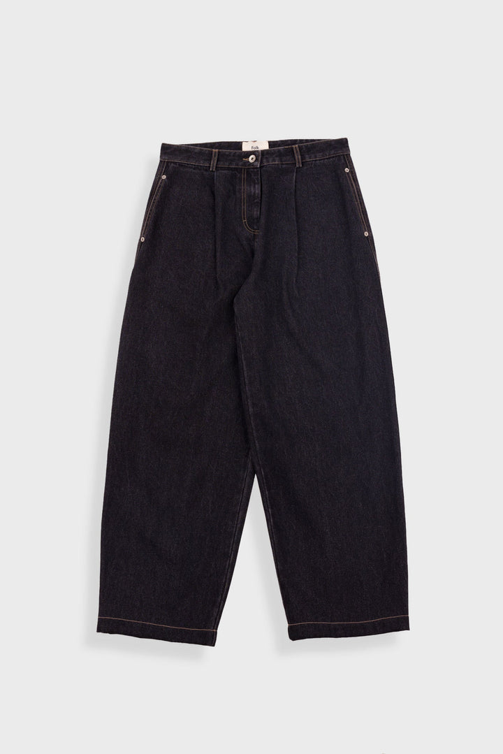 Baggy Trousers - Washed Black Denim