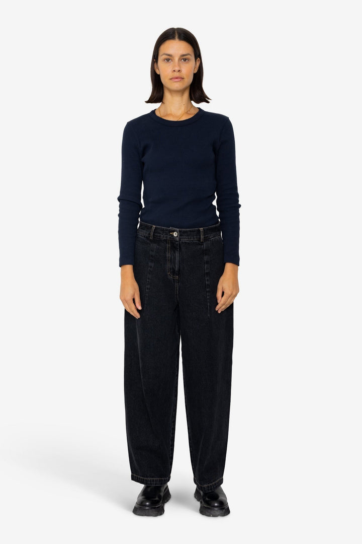 Baggy Trousers - Washed Black Denim