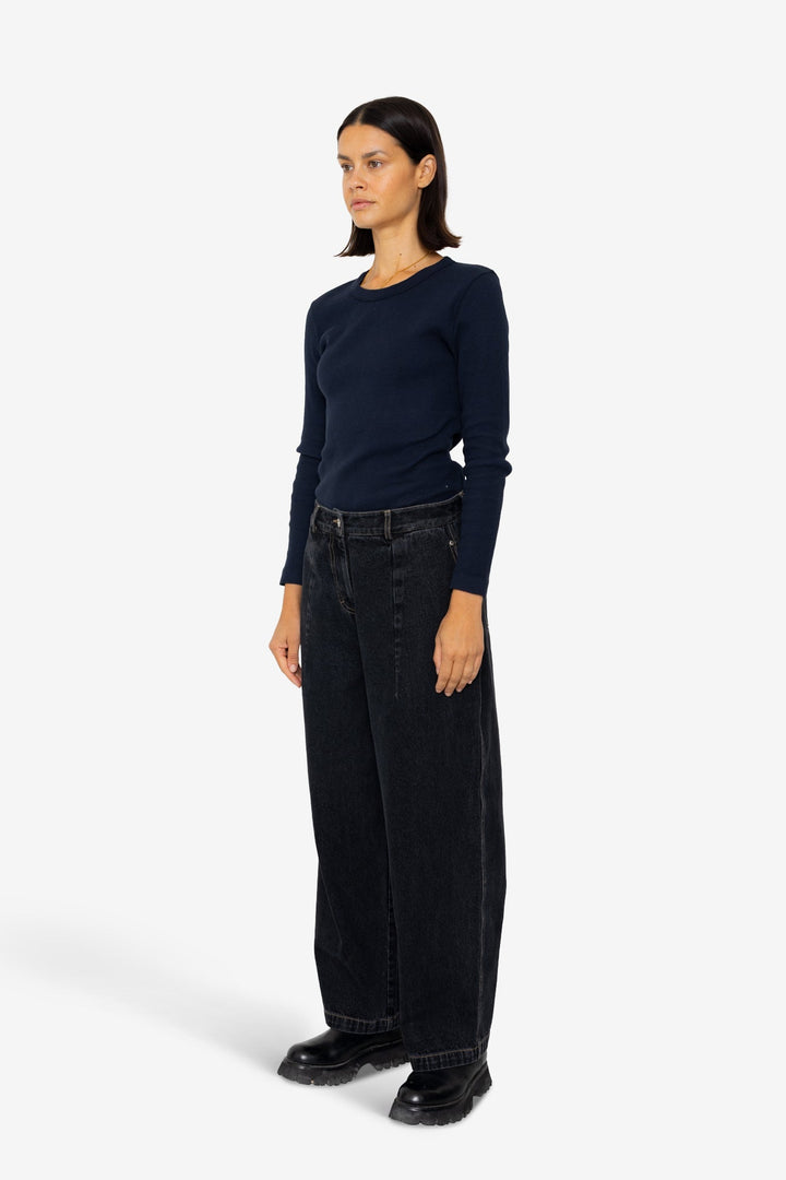 Baggy Trousers - Washed Black Denim