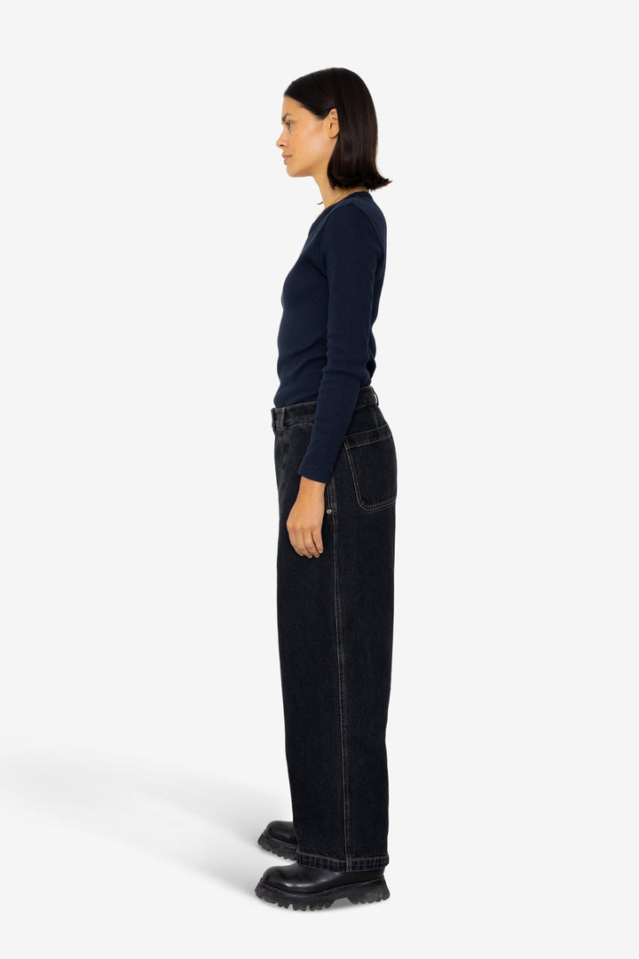 Baggy Trousers - Washed Black Denim