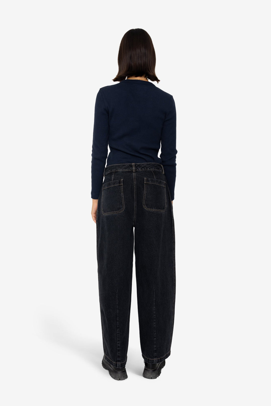 Baggy Trousers - Washed Black Denim