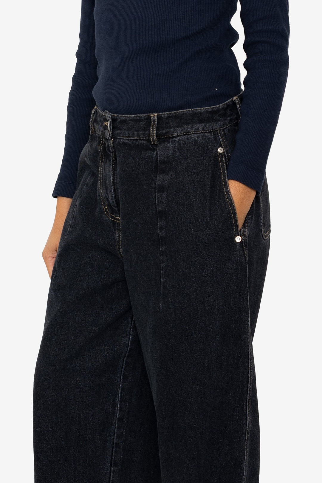 Baggy Trousers - Washed Black Denim