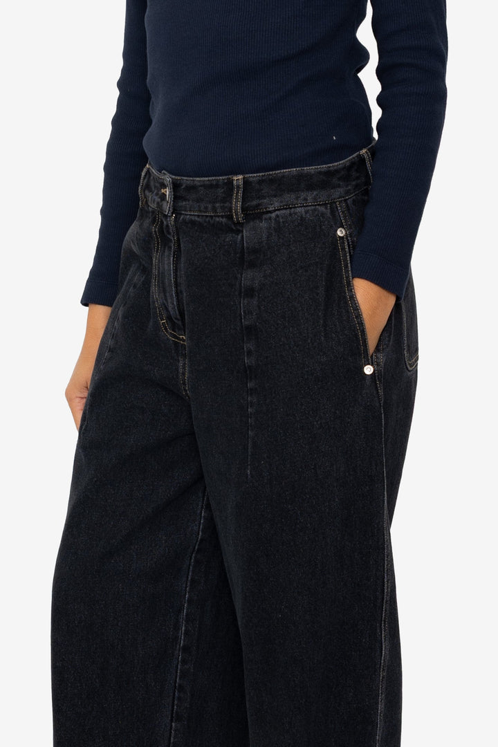 Baggy Trousers - Washed Black Denim
