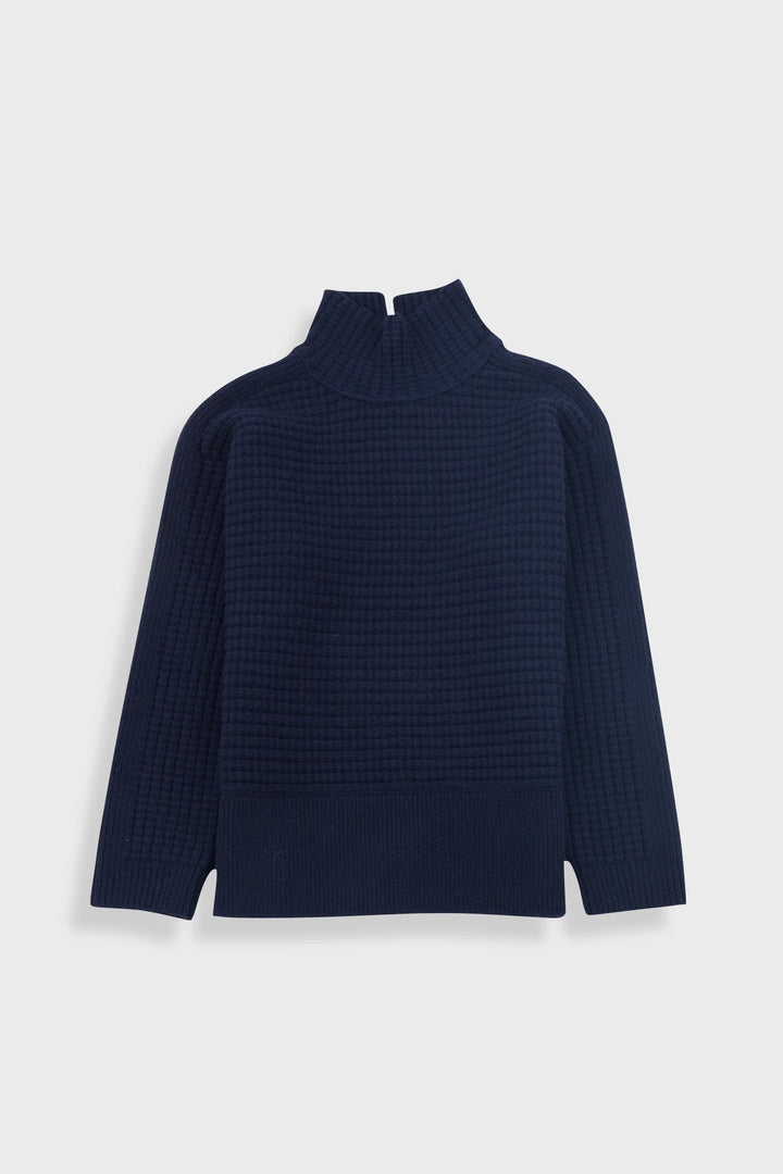 Open Funnel Neck Jumper - Navy