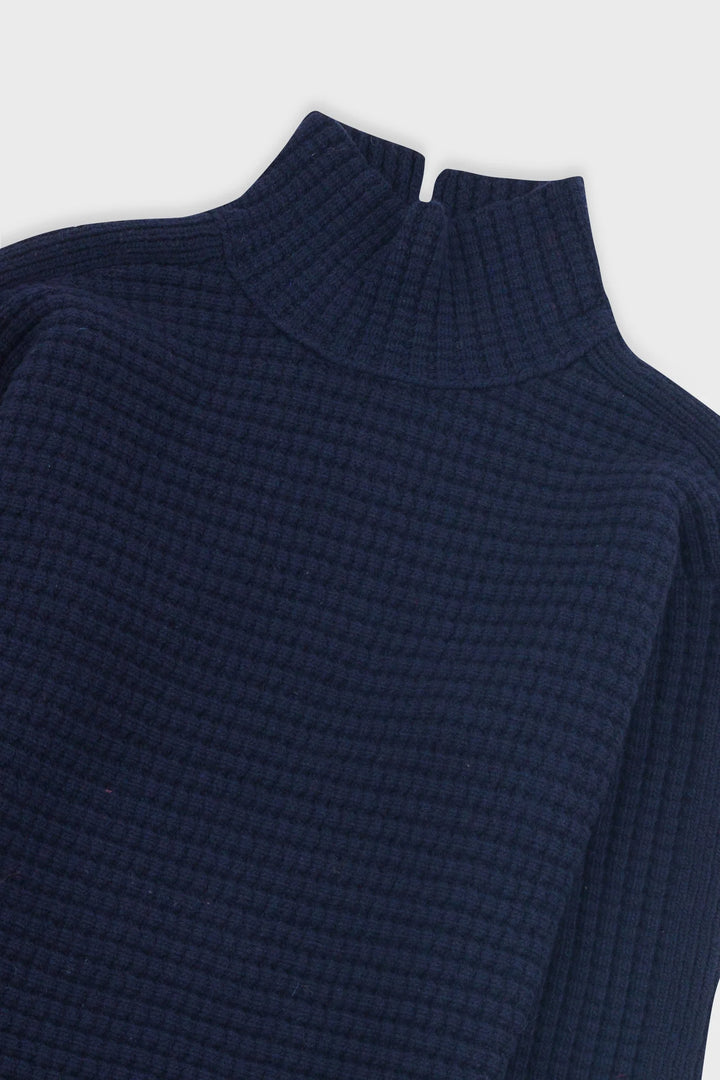 Open Funnel Neck Jumper - Navy