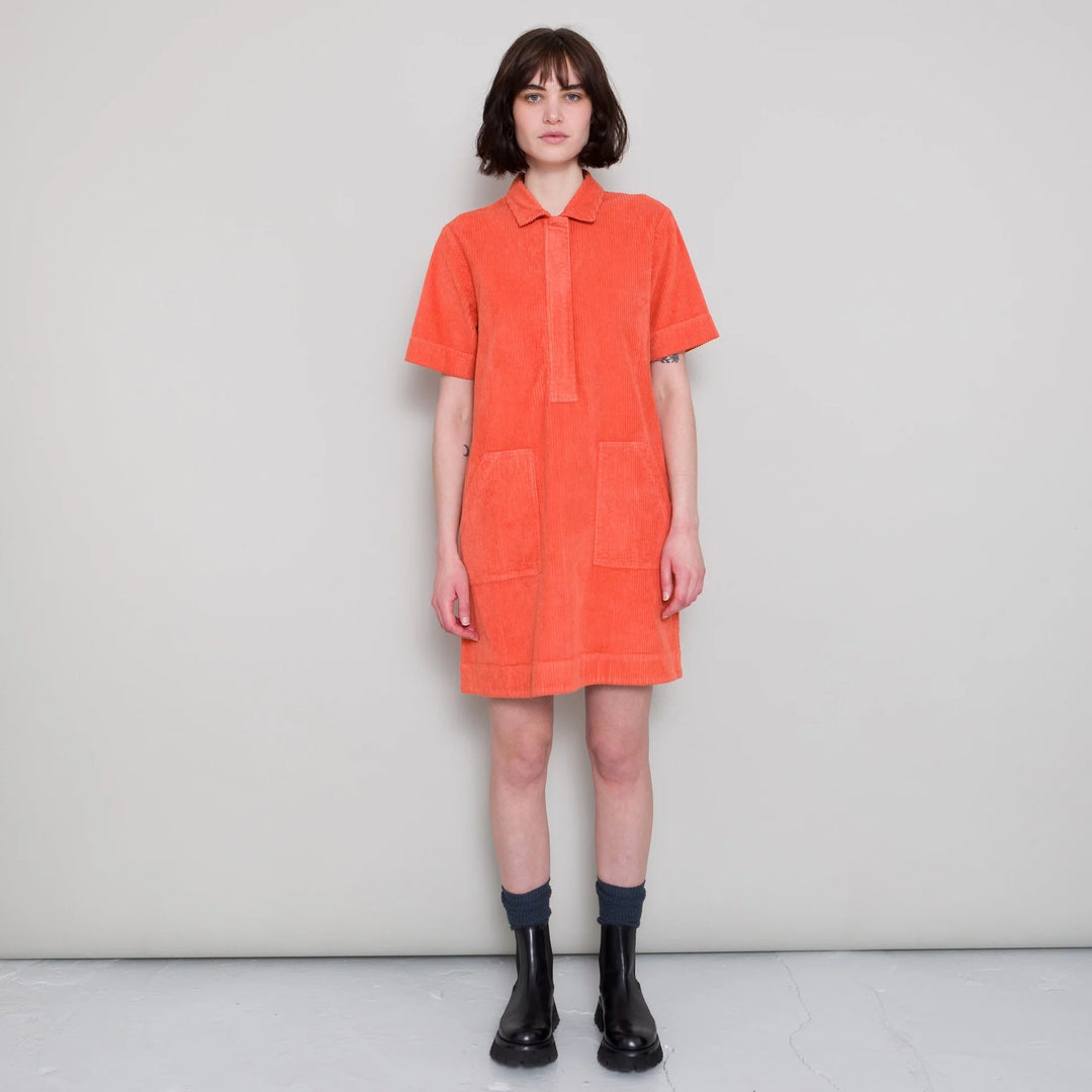 A Line Zip Dress - Vermillion Cord