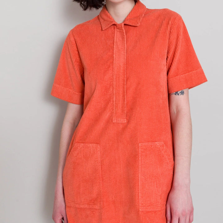 A Line Zip Dress - Vermillion Cord