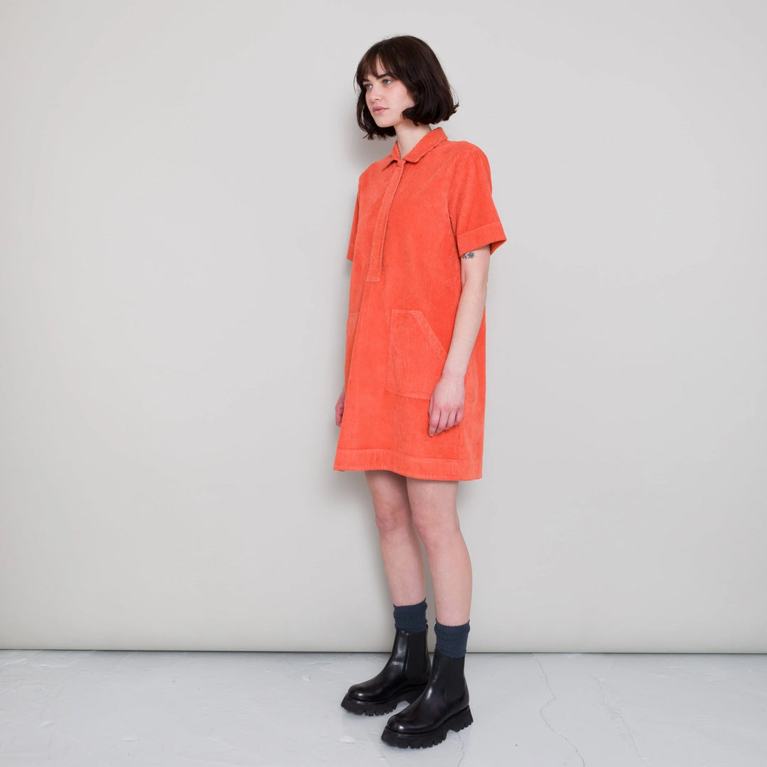 A Line Zip Dress - Vermillion Cord