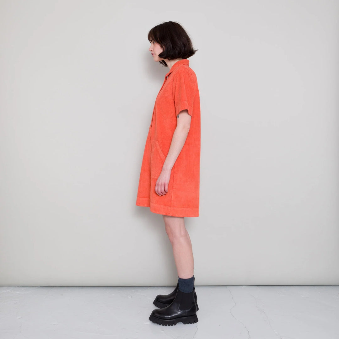 A Line Zip Dress - Vermillion Cord