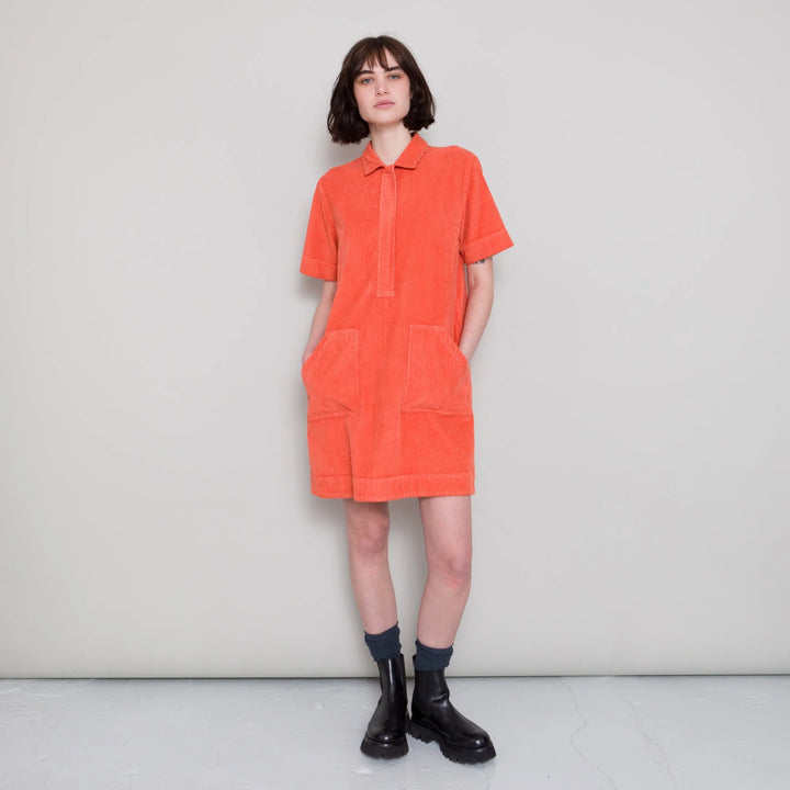 A Line Zip Dress - Vermillion Cord