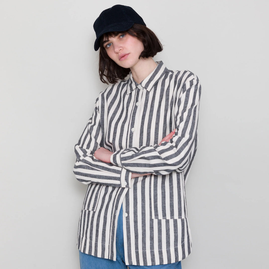 Boyfriend Shirt - Coal Ecru Stripe