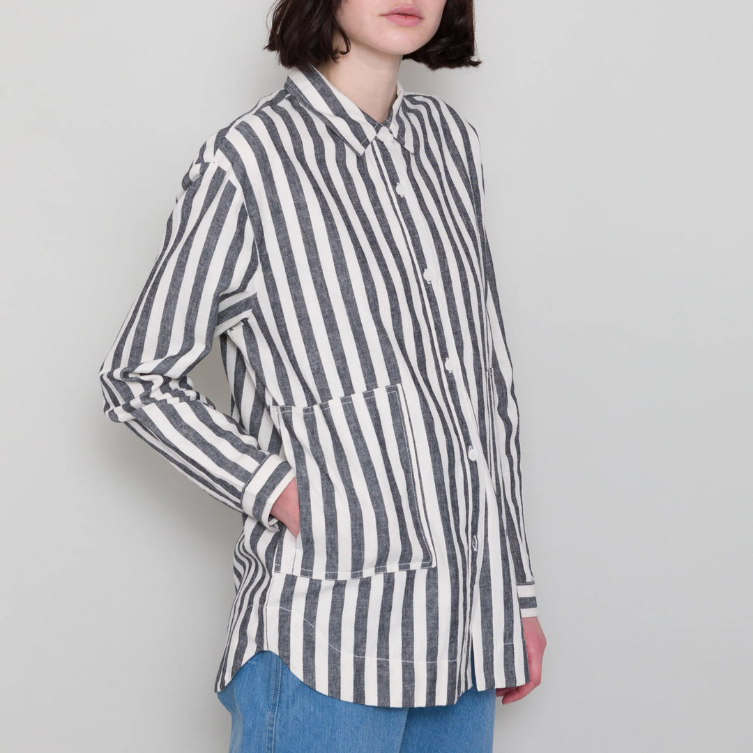 Boyfriend Shirt - Coal Ecru Stripe