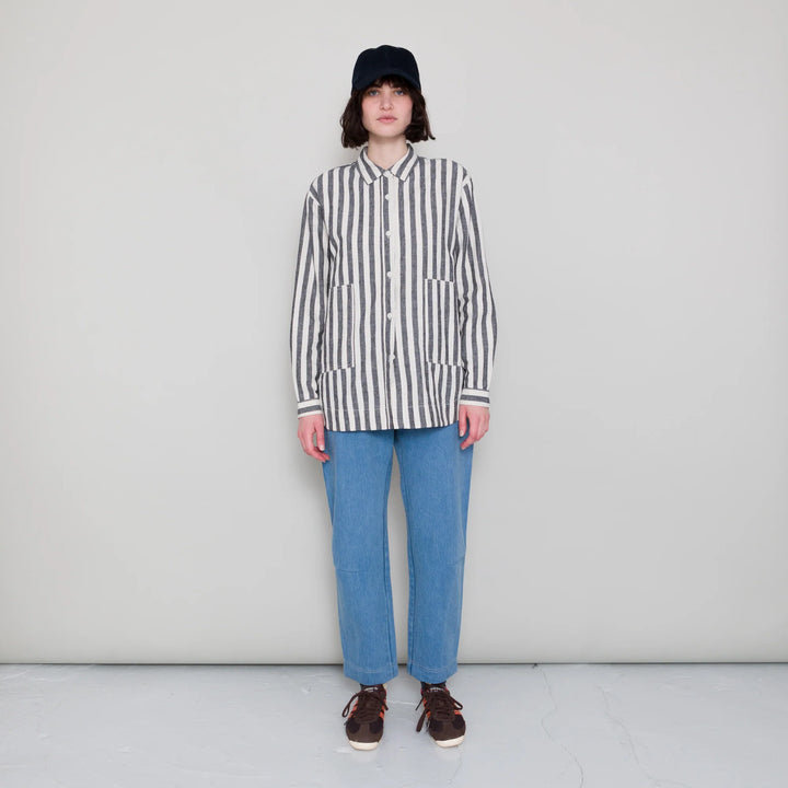 Boyfriend Shirt - Coal Ecru Stripe