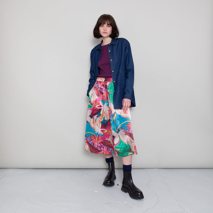 Full Seam Skirt - Abstract Floral Satin