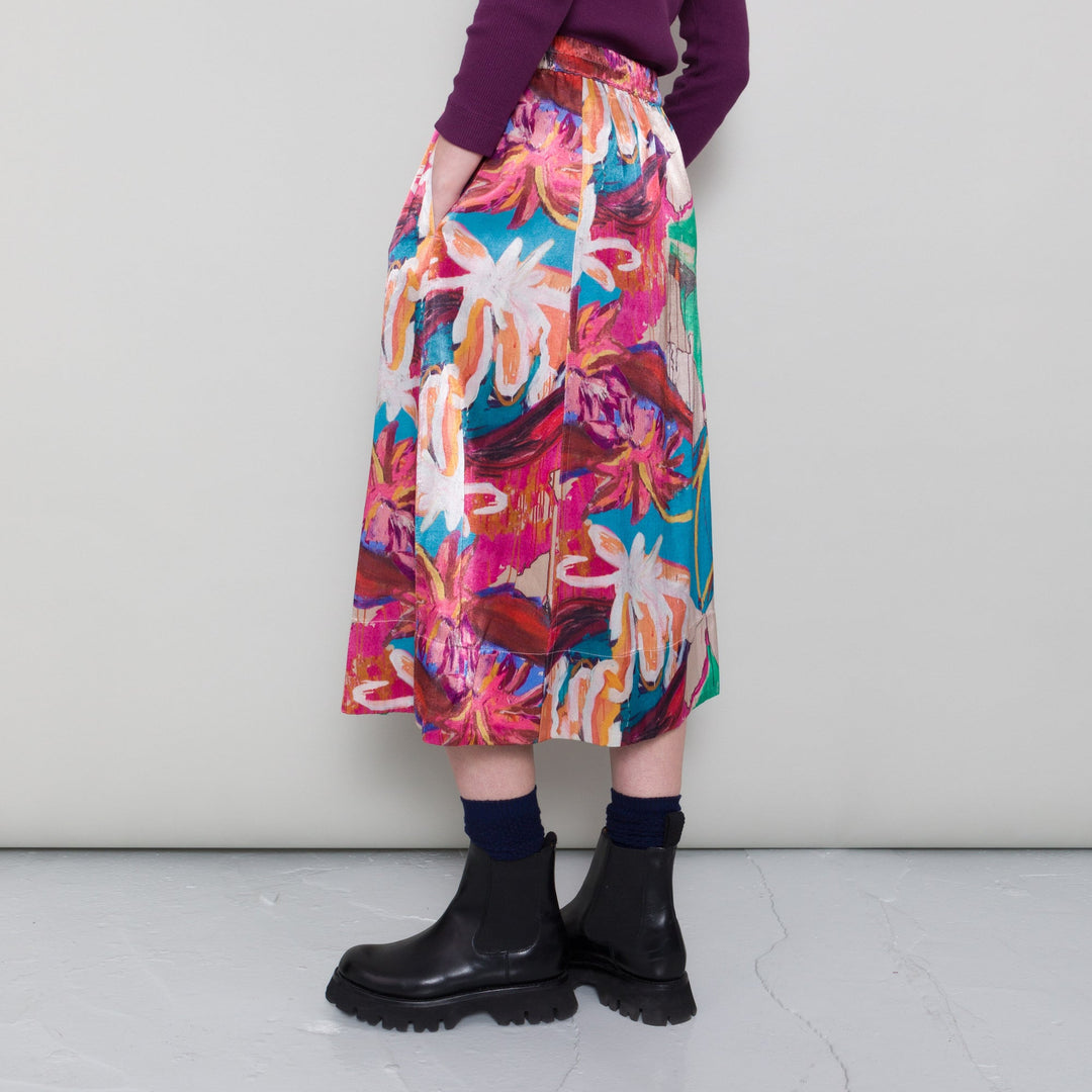 Full Seam Skirt - Abstract Floral Satin