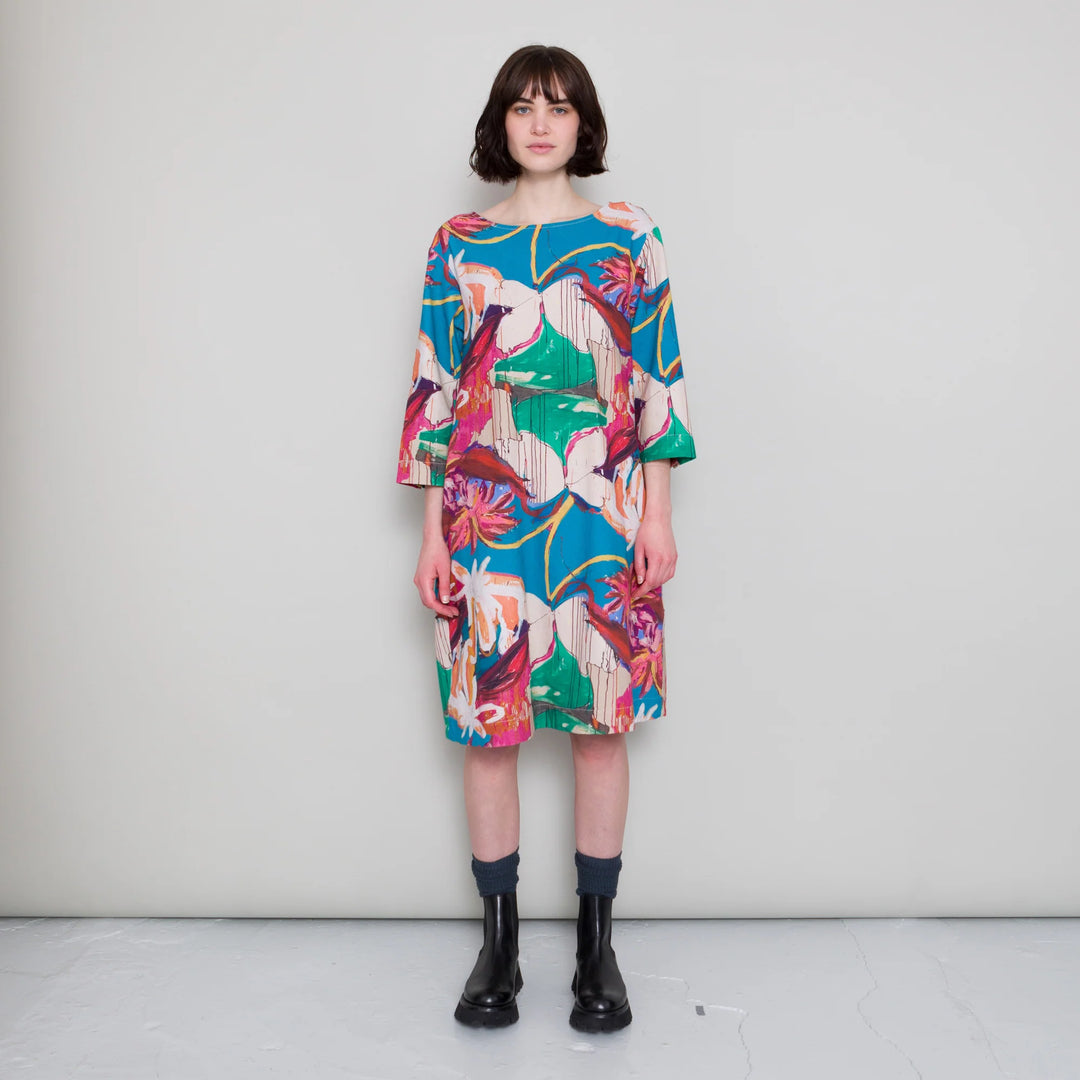 Joana Day Dress - Canvas Abstract Flower