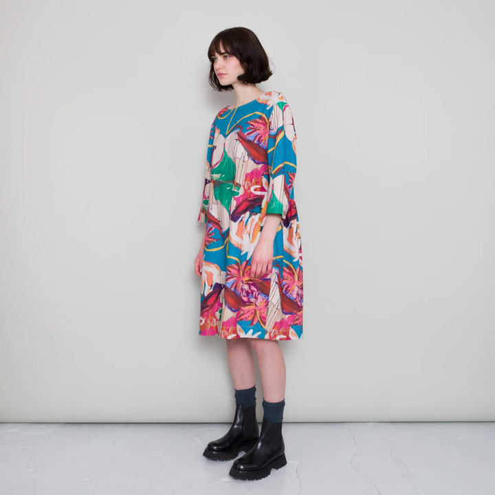 Joana Day Dress - Canvas Abstract Flower