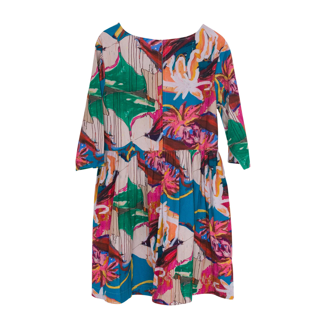 Joana Day Dress - Canvas Abstract Flower