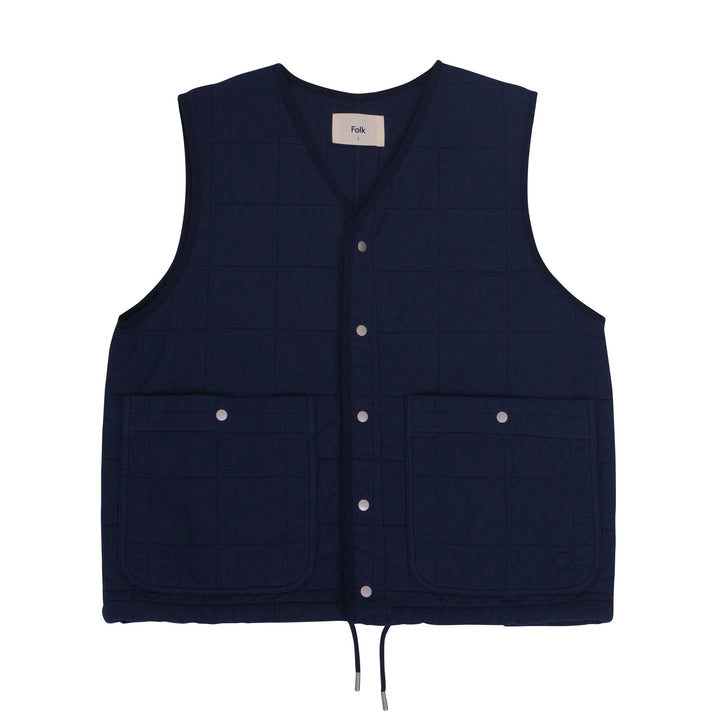 Quilted Boxy Gilet - Soft Navy