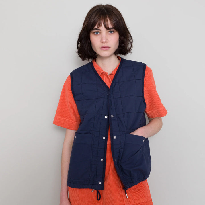 Quilted Boxy Gilet - Soft Navy