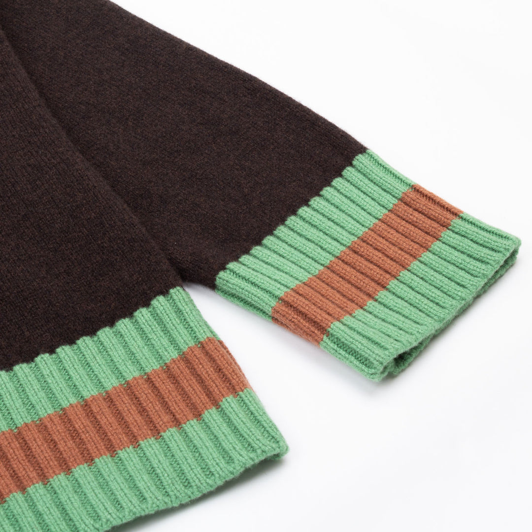 Contrast Stripe Heritage Sweater - Espresso